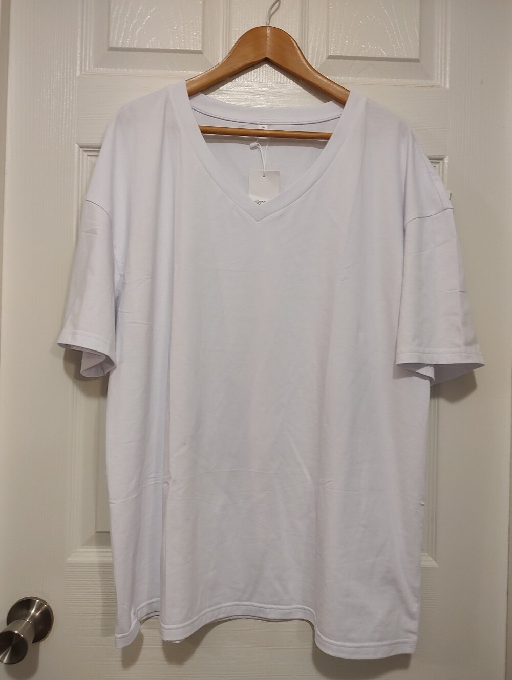Classic V-Neck Short Sleeve Shirt - White